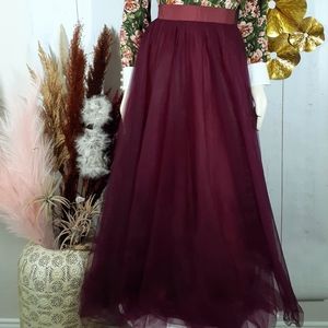 Tulle burgandy floor length skirt